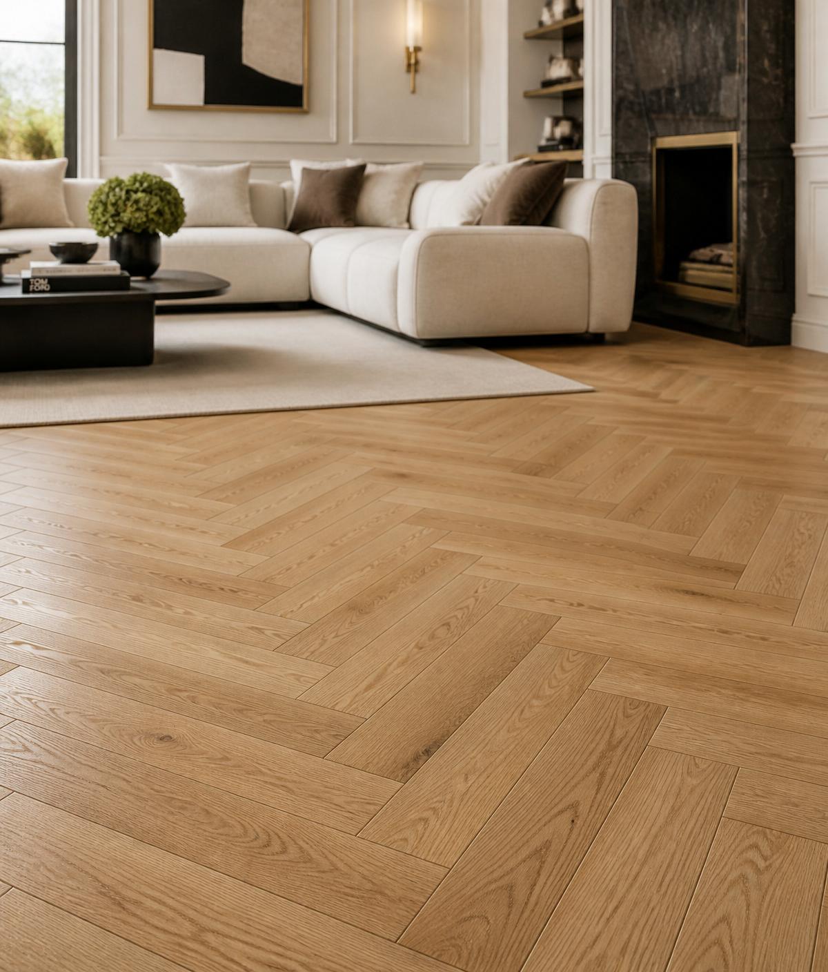 Oak herringbone flooring